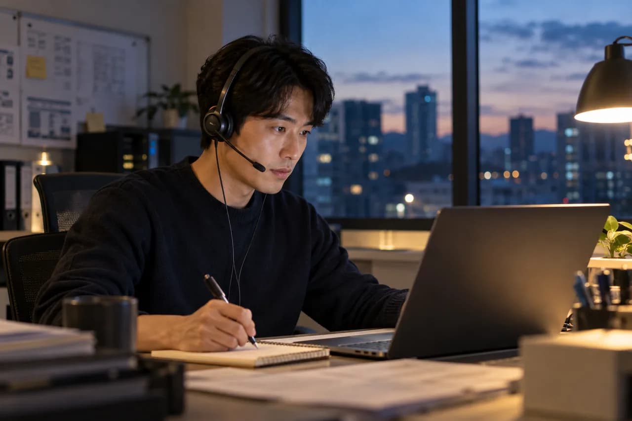 운영 문제를 확인하며 전화로 상황을 공유하는 담당자의 사진